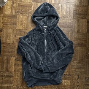 Express One Eleven Fuzzy Oversized Women's Gray 1/4 Zip Sweater XS